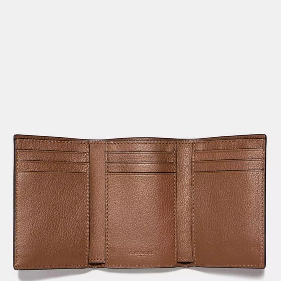 Coach Men's Leather Tri-Fold Wallet 23845 - Saddle - Picture 2 of 2